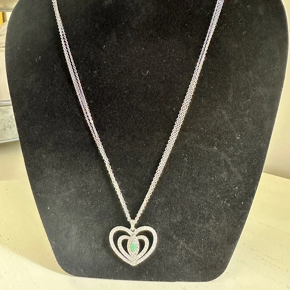 Heart Pendant With 3 strand Necklace with Turquoise in Heart